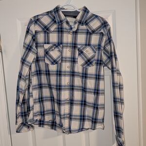 Aeropostale Men's Blue and White Plaid Shirt